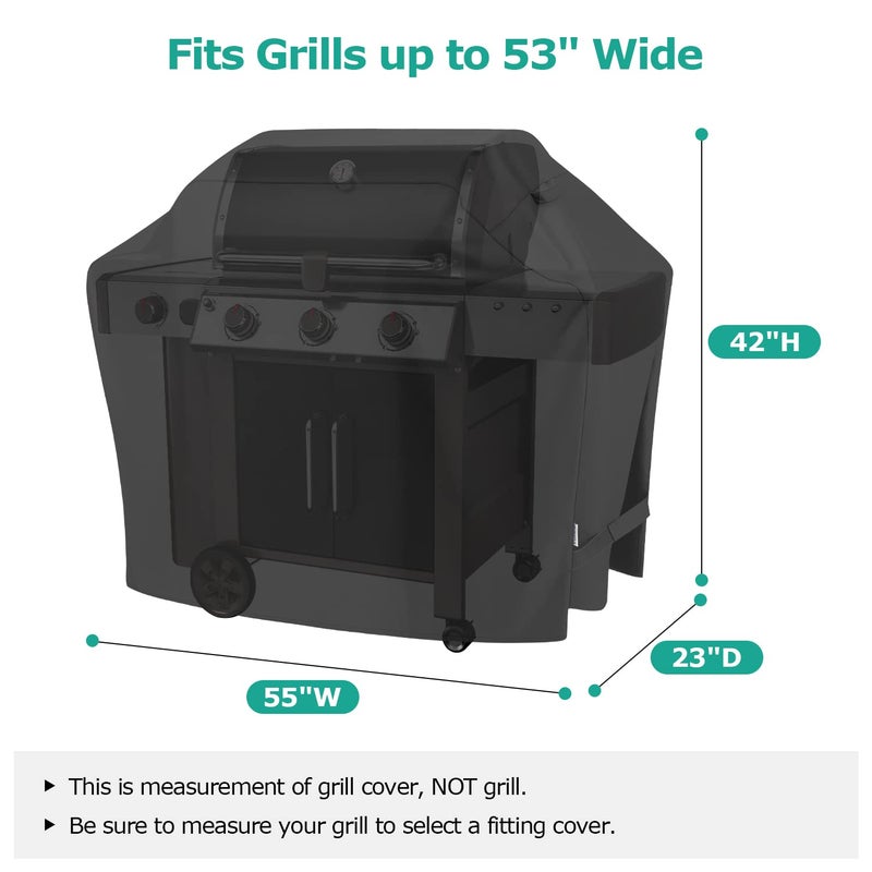 SunPatio Grill Cover 55 Inch, Outdoor Heavy Duty Waterproof Barbecue Gas Cover, UV & Fade Resistant, All Weather Protection Compatible for Weber Charbroil Nexgrill Kenmore Grills and More, Black - Image 2